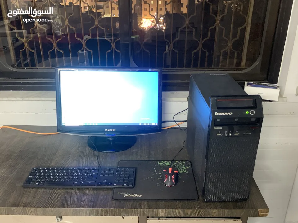 كمبيوتر كامل من شركهLenovo رائع ومخصص للدراسه وبعض الالعاب مع شاشه الاصليه Samsung مع ماوس وكيبورد