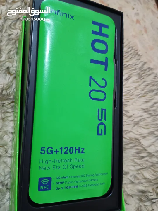 انفنكس هوت 20 5g رام 7 ذاكره 128بصمتين شاشه120hrtz