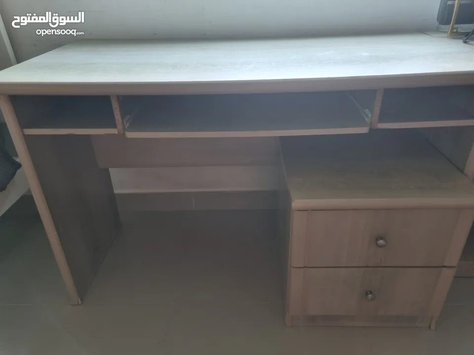Desk with drawers, Bookcase, Chair