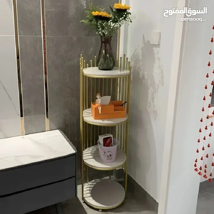 رف ملكي بخشب مطلي رخامي – لمسة فخامة ملوكية لبيتك  تصميم فااااخر من خشب مطلي رخامي أبيض 4 طوابق