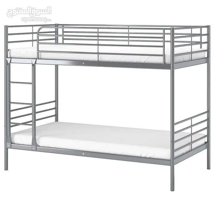 Bunk bed frame and mattresses