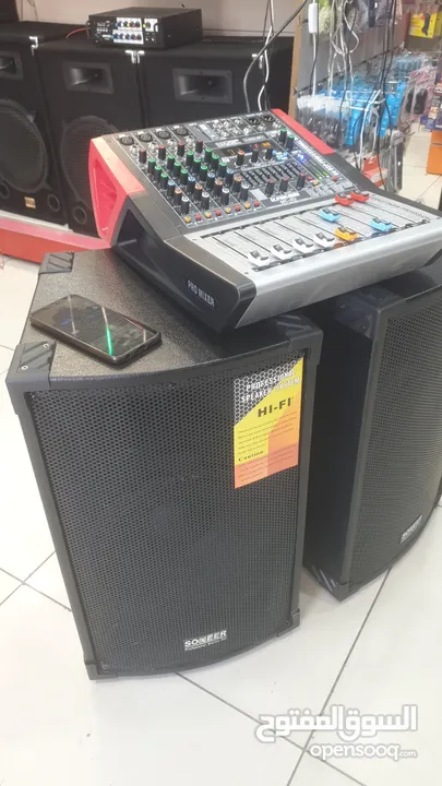 طقم dj مكون من سماعات 12 انش عدد2 ومكسر صوت فل مواصفات مع بلوتوث