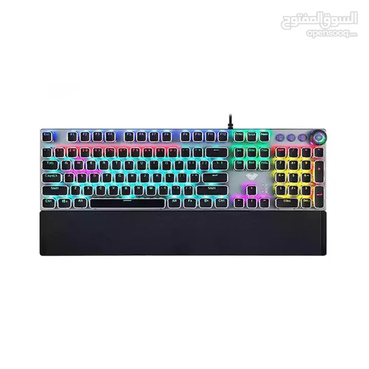 كيبورد سلكي ميكانيكي اصلي AULA F2088 USB WIRED KEYBOARD BLUE SWITCH