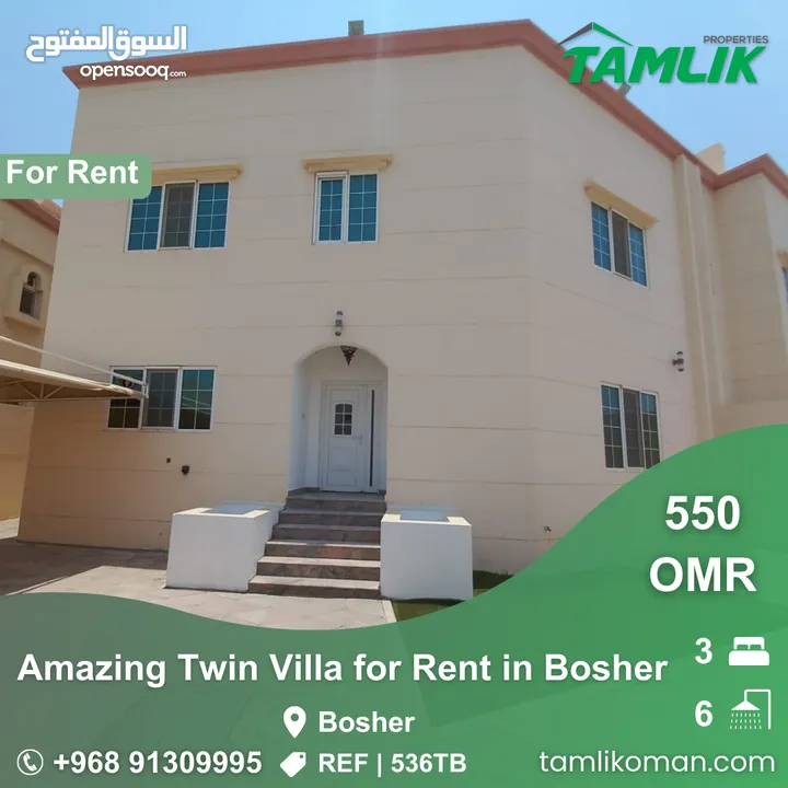 Amazing Twin Villa for Rent in Bosher  REF 536TB