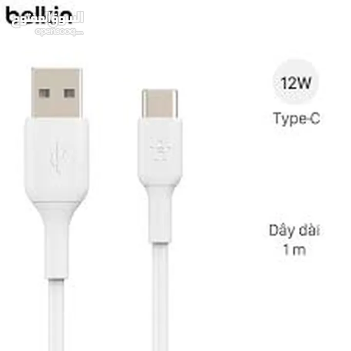 Belkin Boost Charge Usb-A To Usb-C Cable 1M White /// بيلكين كيبل شحن  1 متر لون ابيض ا