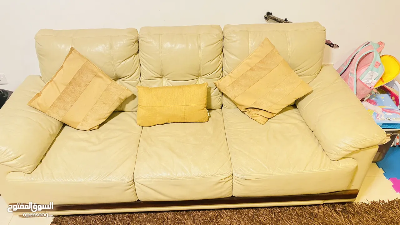 Beige Leather Sofa Set for Sale (3+2+1)