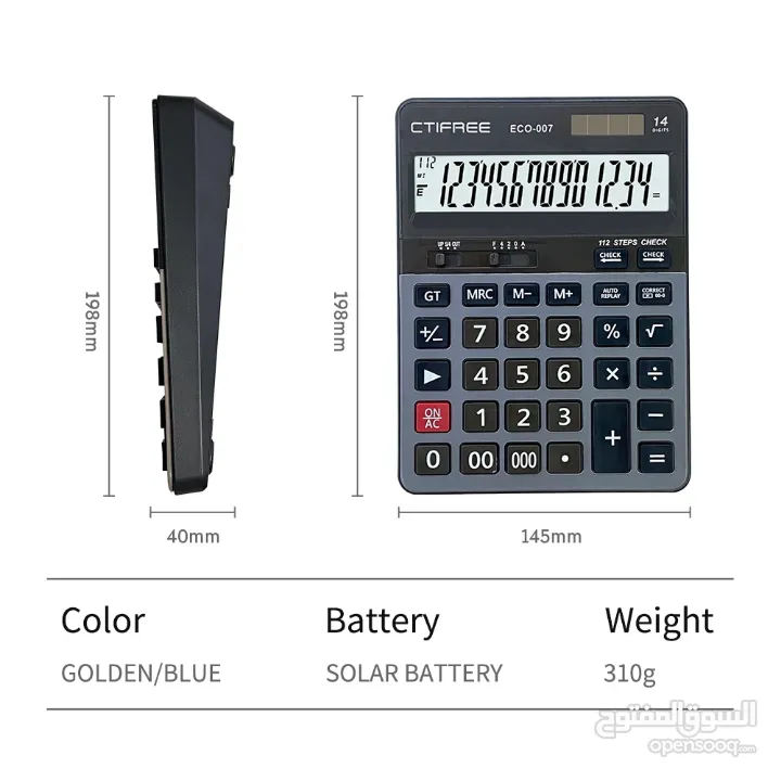 آلة حاسبه 14 رقم اله حاسبة ثنائية القدرة تعمل بالطاقة الشمسية وعن طريق البطارية CALCULATOR