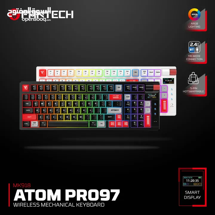 FANTECH MK918 ATOM PRO97 WIRELESS MECHANICAL GAMING KEYBOARD WHITE كيبورد فانتيك الجديد المميز
