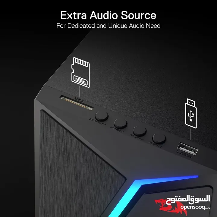 Redragon GS520 PRO Computer Gaming Speakers with Subwoofer, 2.1 Channel RGB سماعات مع اضاءة صوت صح
