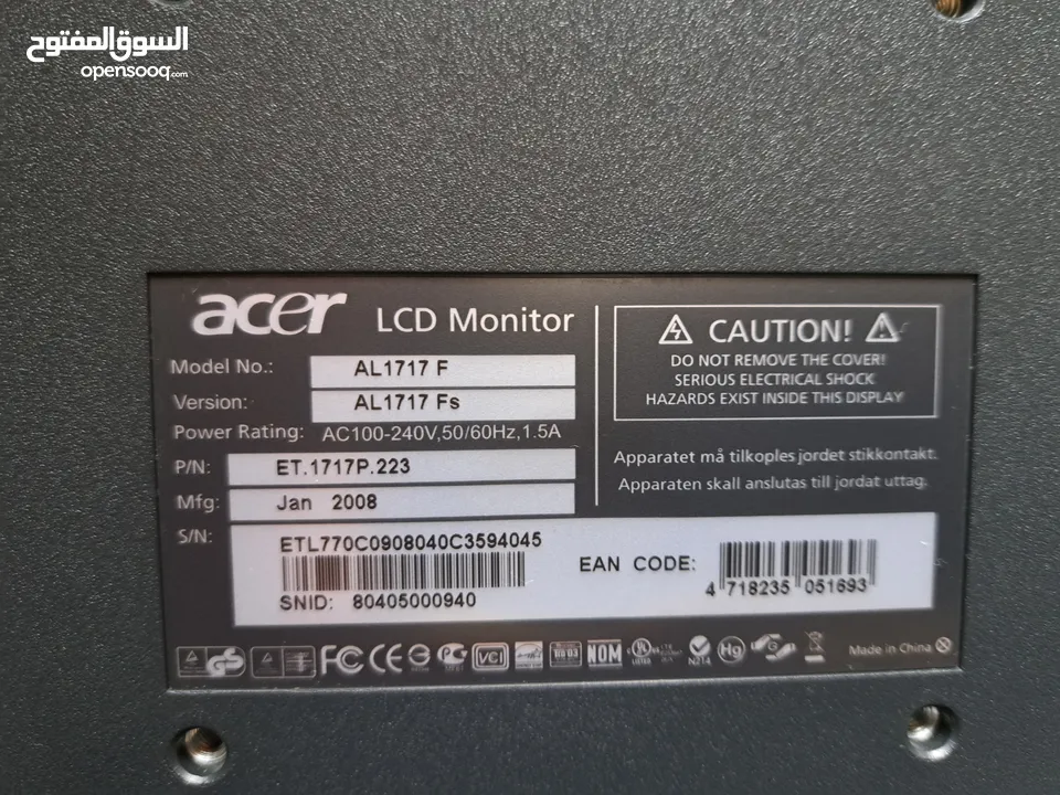 شاشة كمبيوتر SAMSUNG SYNCMASTERT قياس 17 انش .  و شاشة ايسر قياس 17 انش