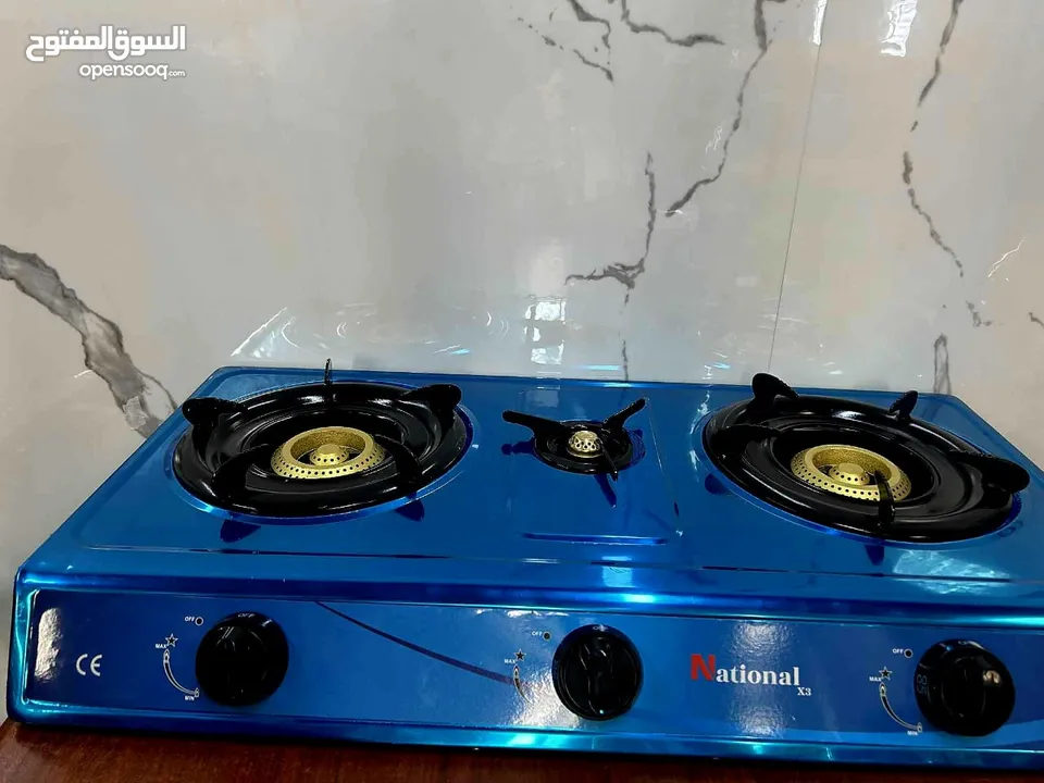 غاز 3 عيون ناشنوال x3 كفاله سنه. مصنوع من الستانلس القوي شعله نحاس وخام قوي