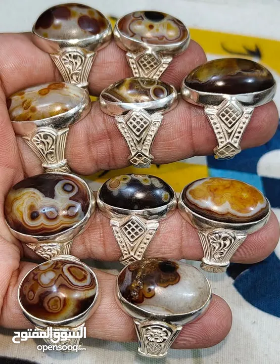 خواتم فضة أصليه مرصعة بأحجار كريمه اصليه