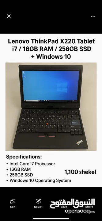 Lenovo ThinkPad X220 Tablet  CPU i7/ 16GB RAM / 256GB SSD / Windows 10