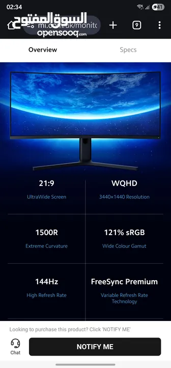 xiaomi mi Curved 34 inch VA panel  ultrawide curved monitor 144hz