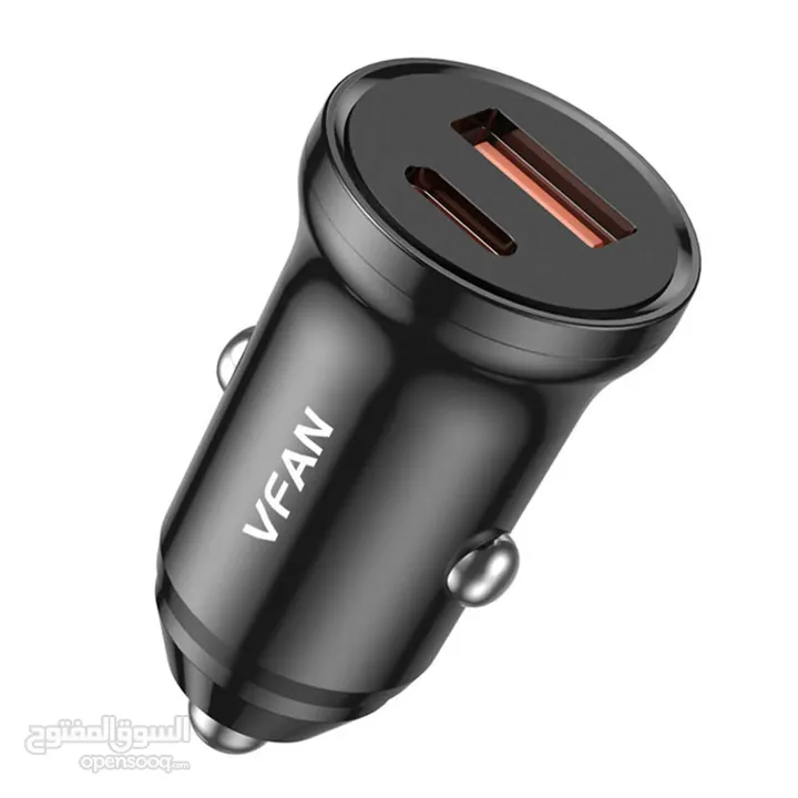 شاحن سياره مدخلين شحن سريع USB  VFan C03 Car Kit 20W Type-C Fast