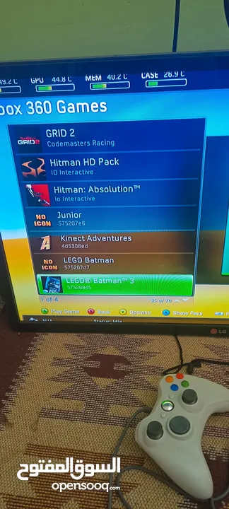 جهاز اكس بوكس 360 مهكر مع ايدتين مع أكثر من 150 لعبه مع جميع الكوابل الخاصه بالجهاز