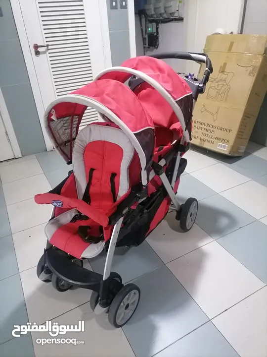 Luxurious baby twins stroller Chicco brand Only 260DH