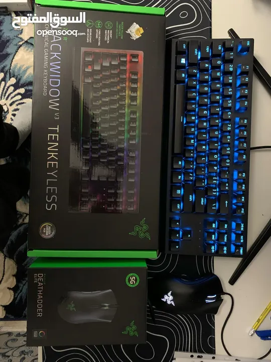 كيبورد Razer Blackwidow  مع  Razer deathadder elite ماوس. معTenkeyless