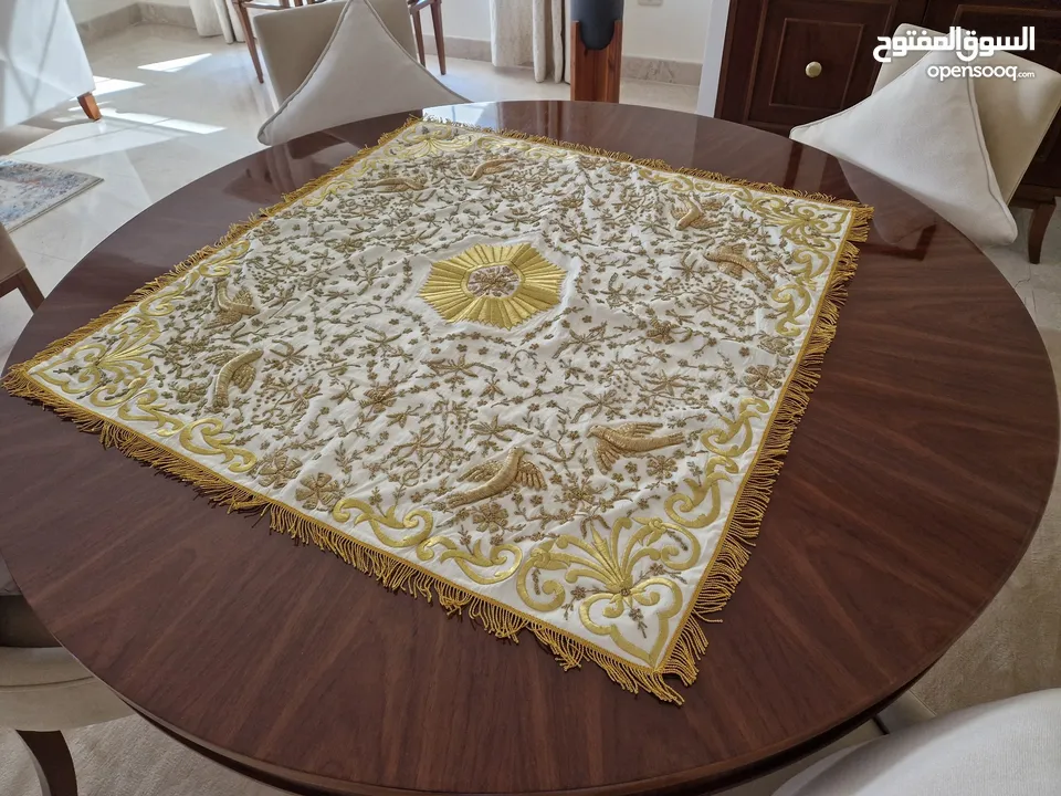 شرشف طاولة تطريز هندي  Embroidered silk  tablecloth for decor