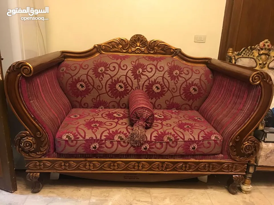 طقم كنب حفر زان فاخر لون فوشي جميل جدا