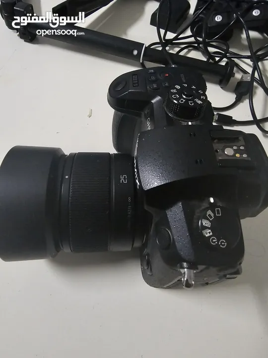 كاميرا احترافية بانسونيك Lumix GH5  مع عدسة صغيرة واستاند واضاءة