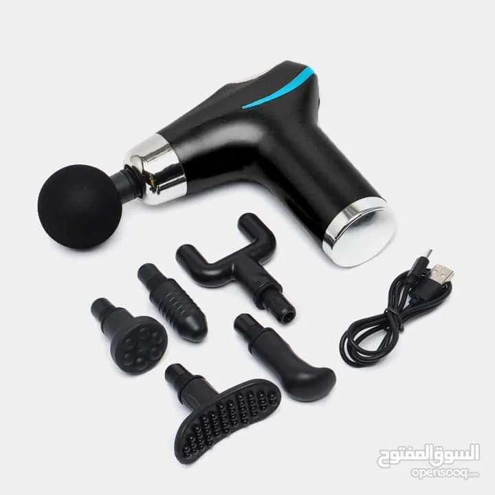 جهاز مساج Massage Gun فرد مسدس المساج الاحترافي  6 رؤوس 5 سرعات تدليك الجسم و العضلات رجاج