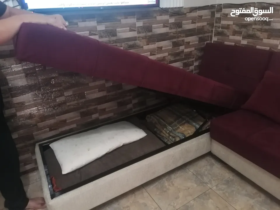 طقم كورنر قطعتين جديد نظام الصوفا كتخزين،، وتخت