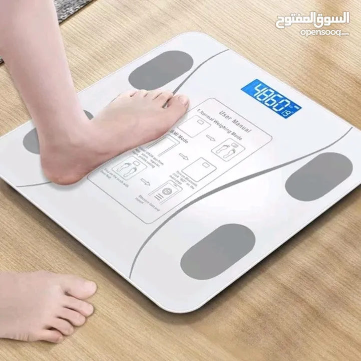 ميزان وزن رقمي متطور للجسم مزود بخاصية قياس نسبة الدهون للحمام، محلل تكوين الجسم، مع تطبيق الهاتف