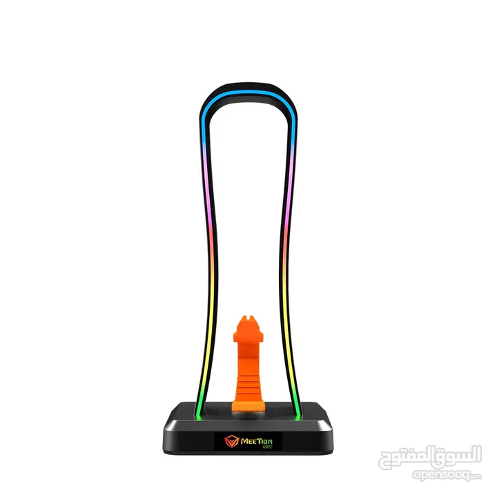Meetion U002 RGB Stand For Gaming Headset حامل قاعدة سماعات مضاءة مع مداخل
