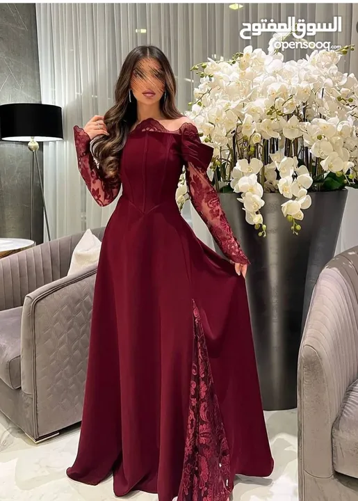 فستان مناسبات  الون عنابي خمري