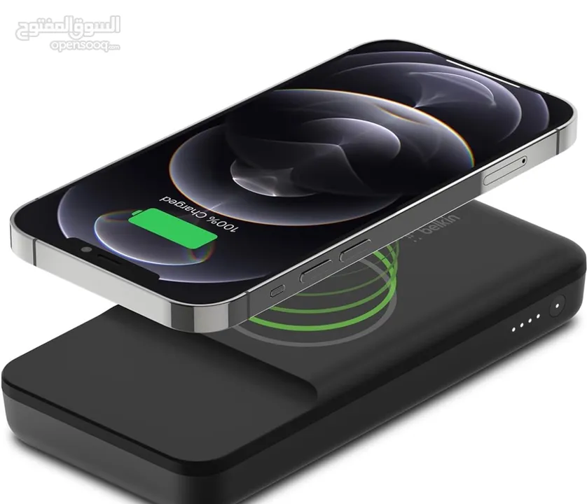 شاحن آيفون لاسلكي باور بانك نوع بلكن كابلC بالكرتونة جديد سعة البطارية Belkin MagSafe bank 10000mah
