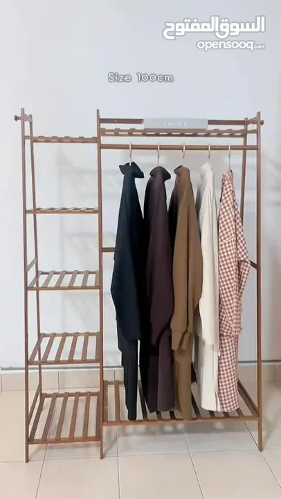 ستاند خشب بامبو مع رفوف جانبية خشب بامبو عالي الجودة مع معالجة حرارية لضمان المتانة والثبات