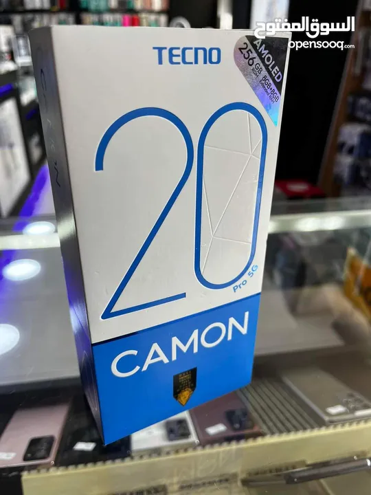 مستعمل ايام Kamon 20 pro 5G  رام 16 جيجا 256 أغراضة والكرتونه الأصلية مكفول للسنه 2025 متوفر توصيل