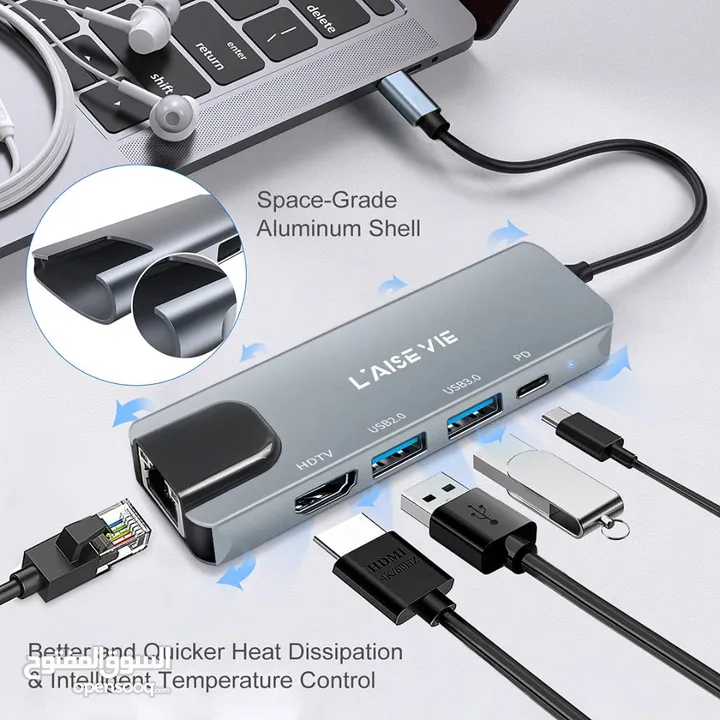 USB C Hub, 5-in-1 USB C to Ethernet Adapter with 4K HDMI Adapter