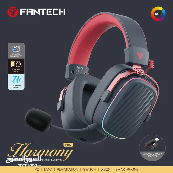 FANTECH HARMONY WHG02 WIRELESS & BLUETOOTH HEADPHONE – TRI MODE CONNECTION – WHITE