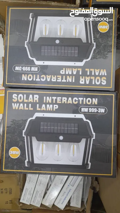 مصباح إضاءة يعمل بالطاقة الشمسية يثبت بالحائط 3 لمبات ليد عرض على عدد2