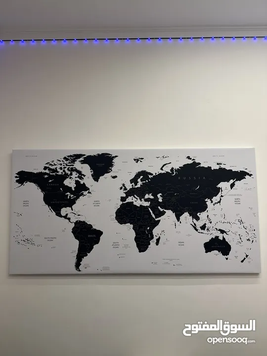 ‎لوحة خريطة العالم عالية الوضوح حجم 2*1.8م World map painting with high resolution size 2*1.8m