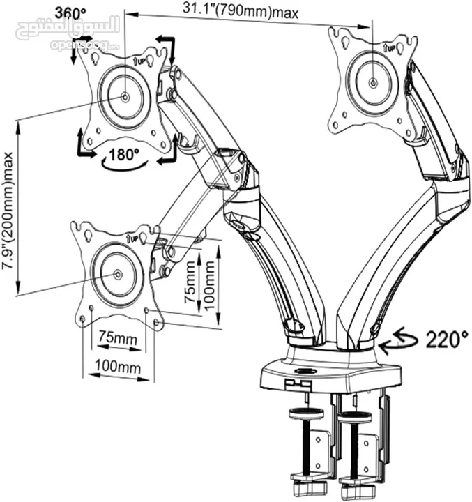 ستاند شاشات عدد 2 ب 17 بوصة/inch لـ  27 بوصة /inch مكتبي  Monitor Desk Stand NB-F160