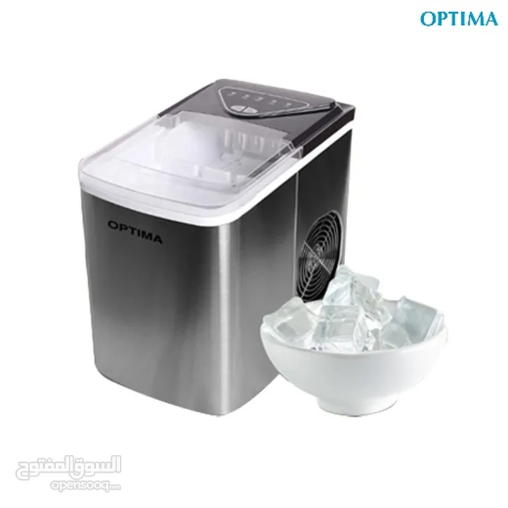 صانعة الثلج المحمولة أوبتيما Optima تنتج 12 كجم ثلج يومياً - اللون فضي  Ice Maker