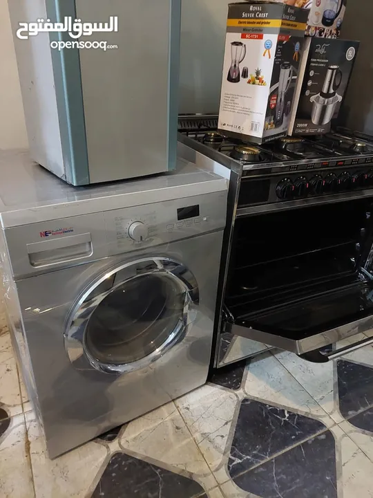 بكج عرسان مستعمل 7 قطع  ثلاجه 22قدم نوع ناشونال  غاز يونفيرسال ايطالي مجدد كامل 5 عيون غساله ناشونال