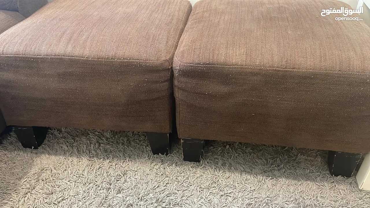 Cozy 2-Seater Coffee Brown Fabric Sofa with Footrest – Gently Used