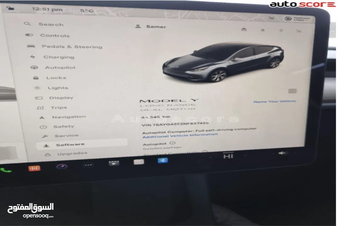 Tesla model Y long range 2022  Auto score B+ سبع مقاعد