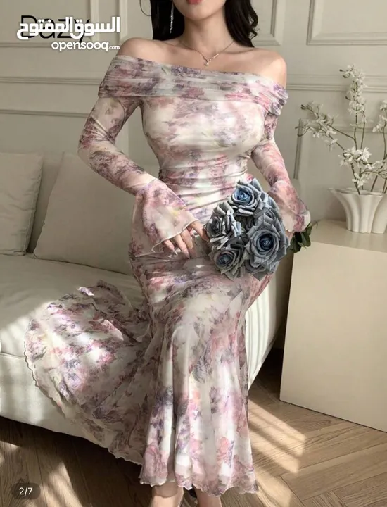 فستان سهرة نمرة لارج، نوعه لايكرا مريح جداً  لاطلالة مميزة