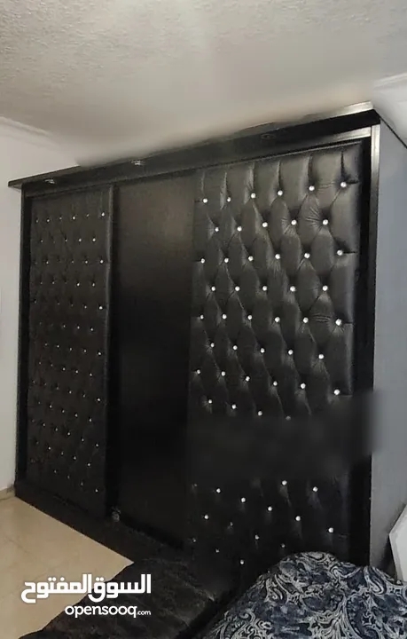 غرفة نوم كاملة لون اسود king size تفصيل خشب لاتيه 18