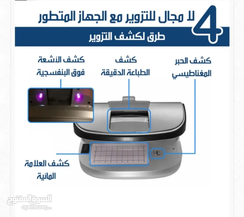 كاشف عمله شحن محمول او مكتبي كاشف لكل انواع العمله و النقود المزوره اضائه UV مع مكبر