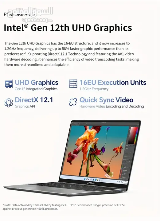 لابتوب teclast f16 pro جيجا رام 16 ومساحة 512 جيجا SSD (جديد)