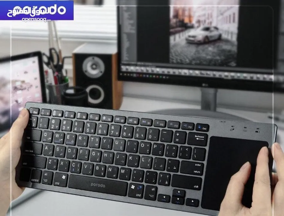 Porodo Wireless Keyboard With Touch-Pad Compatible with Mac/ Windows
