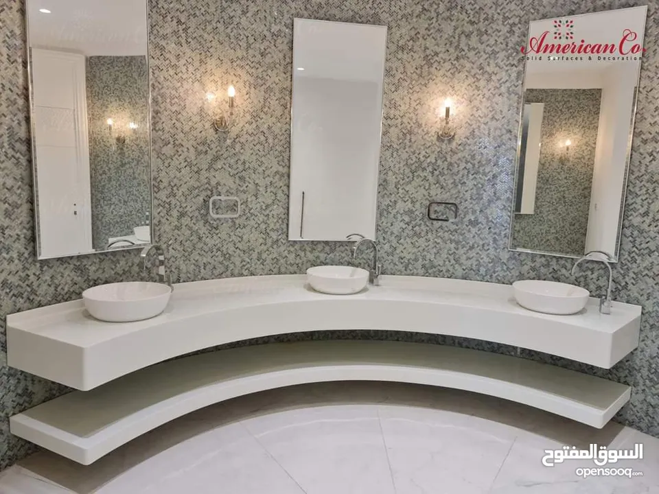 تفصيل مغاسل رخام صناعي مغسله كاونتر كاونترات corian كوريان كورين اكريليك مغسلة كوارتز بورسلان ديكور