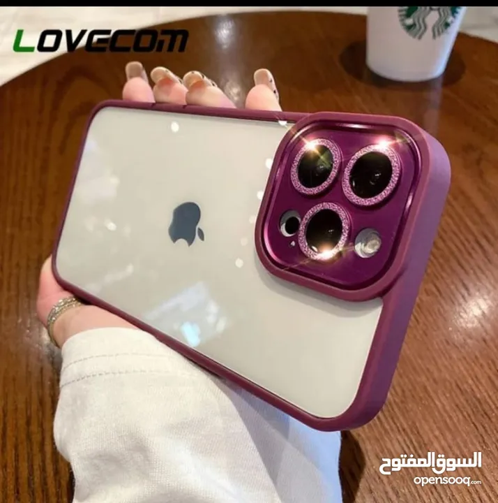 كفر فاخر شفاف ملون حواف مع بريق كميرا