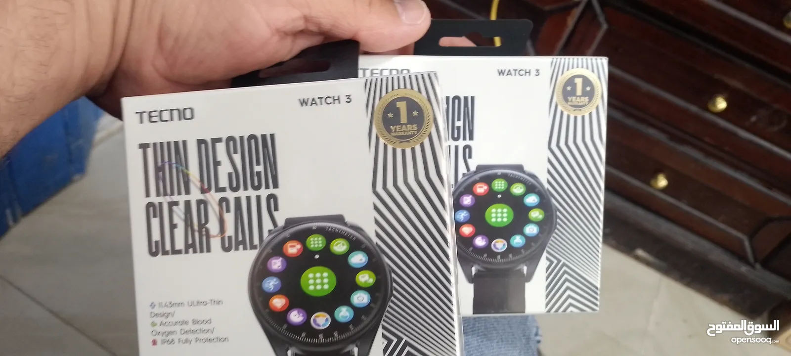 ساعتين Tecno watch 3 جديد بجلاتين